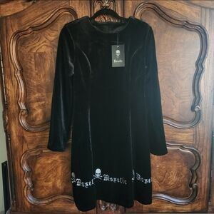 NWT Rosetic VERY RARE Black Velour Long Sleeve Sheath Dress